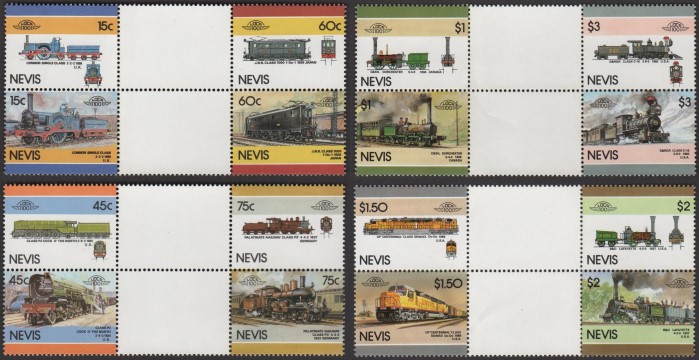 1986 Nevis Leaders of the World, Locomotives (6th series) Vertical Gutter Pairs