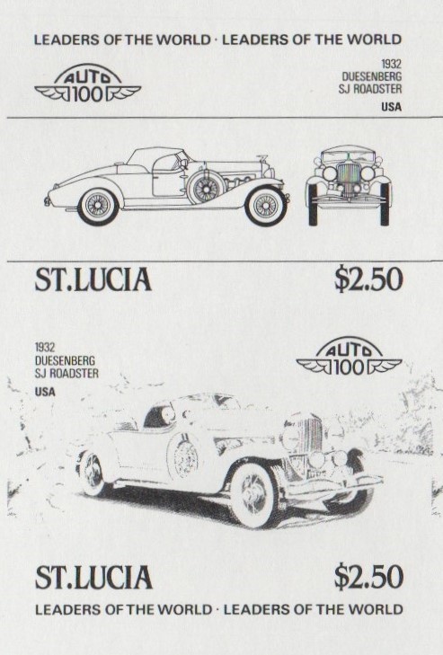 Saint Lucia Automobiles (1st series) $2.50 Black Stage Progressive Color Proof Pair