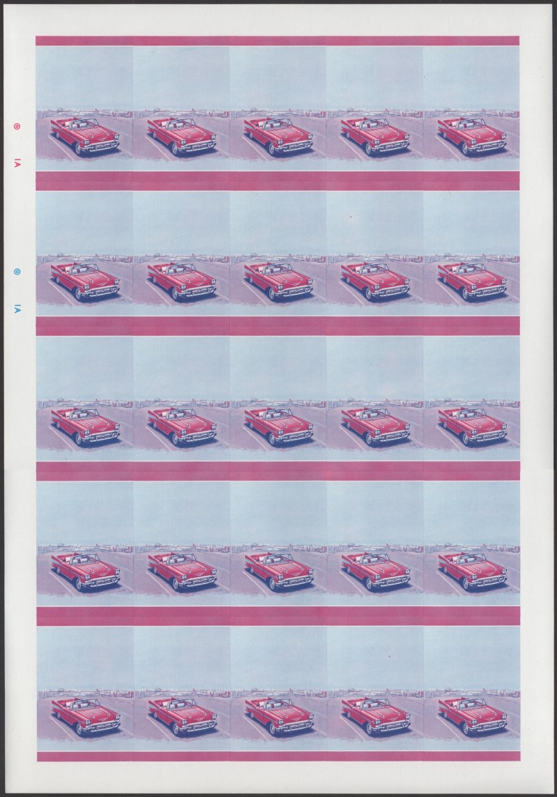 Saint Lucia Automobiles (1st series) 10c Blue-Red Stage Progressive Color Proof Pane