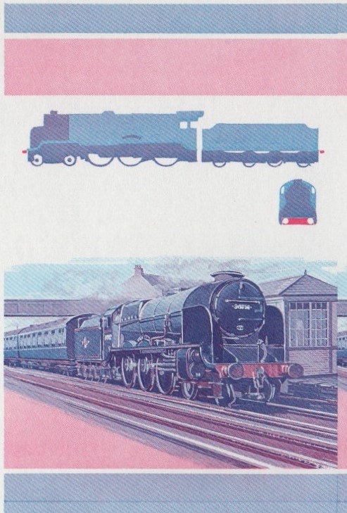 Saint Lucia Locomotives (1st series) Lord Nelson 50c Blue-Red Stage Progressive Color Proof Pair