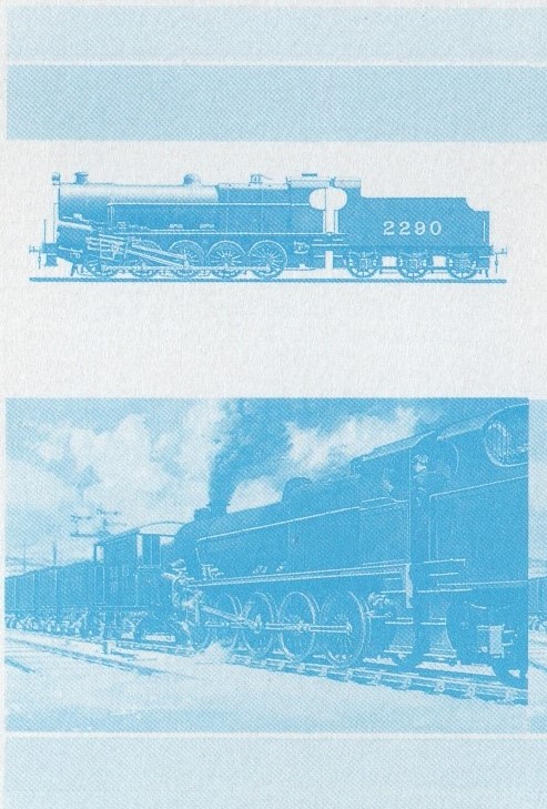 Saint Lucia Locomotives (4th series) $2.50 Blue Stage Progressive Color Proof Pair