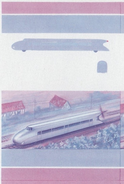 Saint Lucia Locomotives (5th series) $2.25 Blue-Red Stage Progressive Color Proof Pair