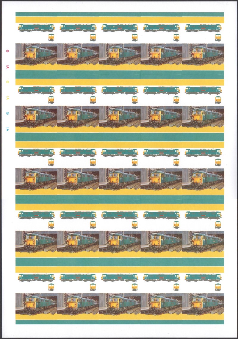 Saint Lucia Locomotives (5th series) 15c All Colors Stage Progressive Color Proof Pane