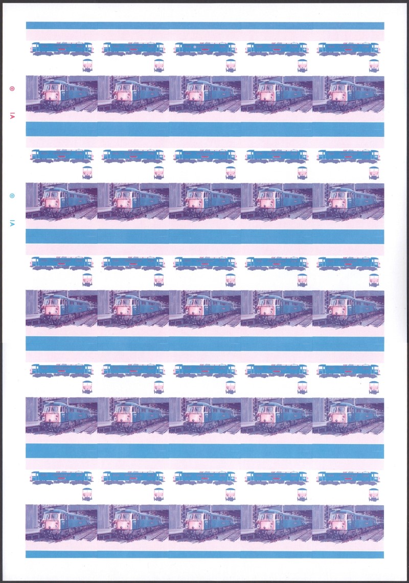 Saint Lucia Locomotives (5th series) 15c Blue-Red Stage Progressive Color Proof Pane