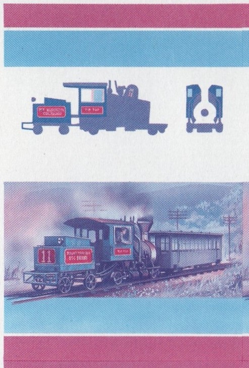 Saint Lucia Locomotives (5th series) 5c Blue-Red Stage Progressive Color Proof Pair
