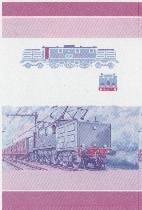Saint Lucia Locomotives (5th series) 60c Blue-Red Stage Progressive Color Proof Pair