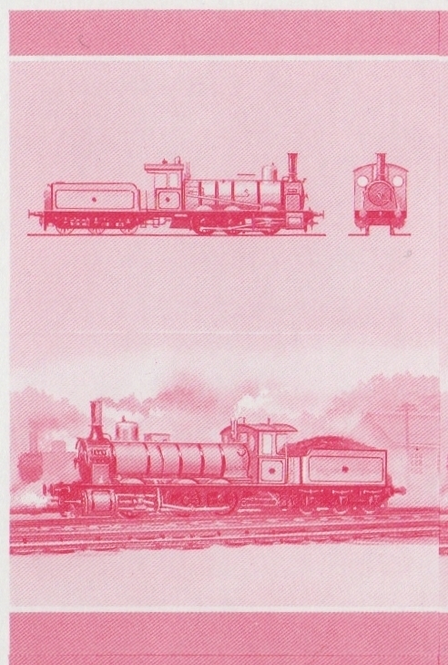 Bequia Locomotives (5th series) 25c Red Stage Progressive Color Proof Pair