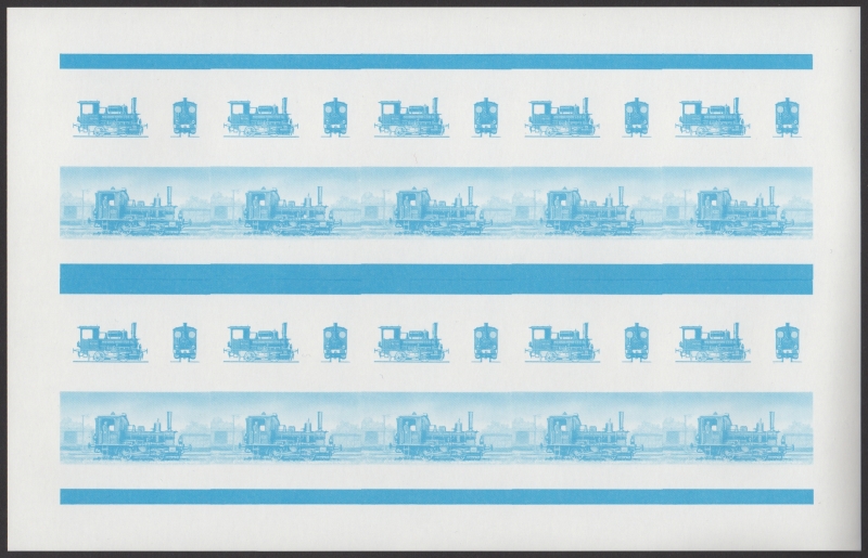 Bequia Locomotives (5th series) 40c Blue Stage Progressive Color Proof Pane