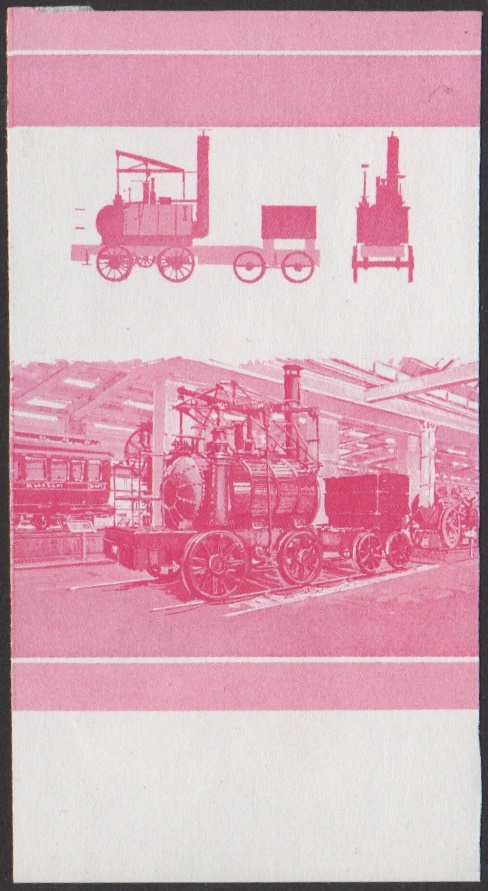 Union Island 1st Series 5c 1813 Puffing Billy 0-4-0 Locomotive Stamp Red Stage Color Proof From 5-Stage Set