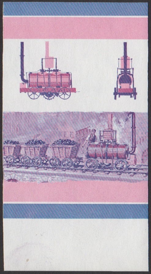 Union Island 1st Series 60c 1812 Prince Regent Cog Locomotive Stamp Blue-Red Stage Color Proof From 5-Stage Set