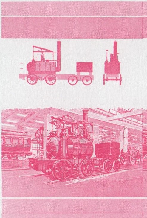 Union Island Locomotives (1st series) 5c Red Stage Progressive Color Proof Pair