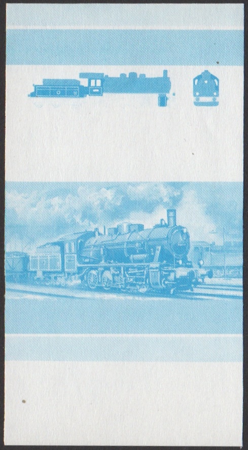 Union Island 2nd Series 10c 1912 K.P.E.V. Class G8 0-8-0 Locomotive Stamp Blue Stage Color Proof From 6-Stage Set