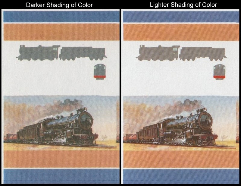 Union Island Locomotives (2nd series) 75c 1938 C.R. Class C 4-6-0 All Colors Stage Progressive Color Proof Stamp Variety