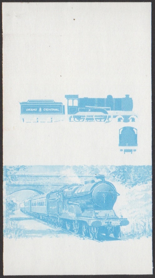 Union Island 3rd Series 60c 1920 Butler Henderson 4-4-0 Locomotive Stamp Blue Stage Color Proof From 6-Stage Set