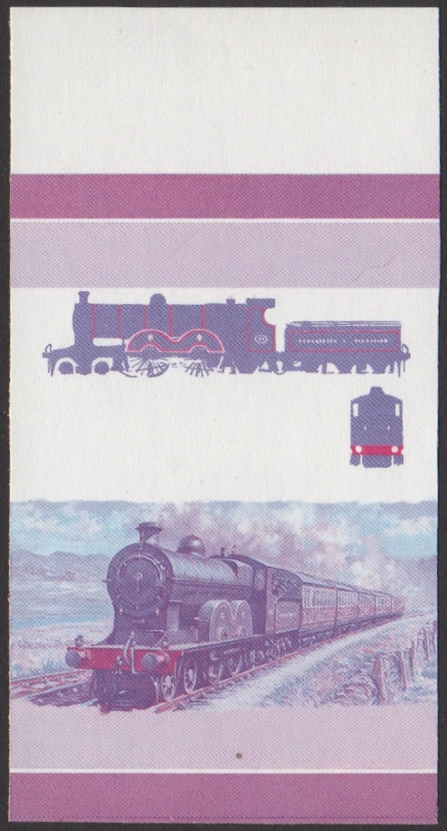 Union Island 4th Series $2.50 1899 Highflyer Class 4-4-2 Locomotive Stamp Blue-Red Stage Color Proof From 6-Stage Set