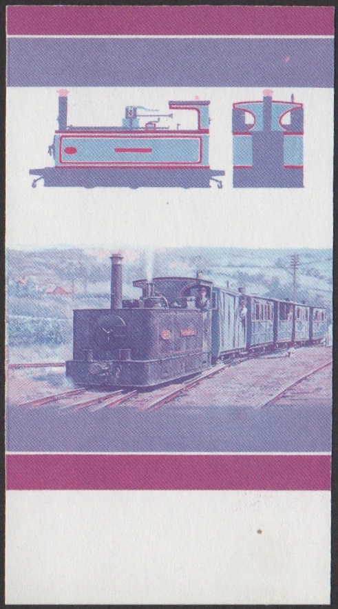Union Island 4th Series 45c 1888 Sir Theodore 0-4-2 Tram Locomotive Stamp Blue-Red Stage Color Proof From 6-Stage Set