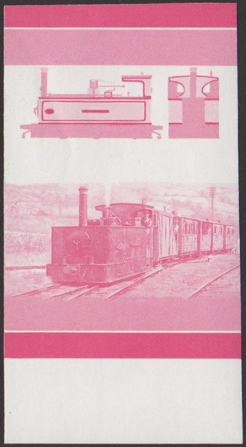 Union Island 4th Series 45c 1888 Sir Theodore 0-4-2 Tram Locomotive Stamp Red Stage Color Proof From 6-Stage Set