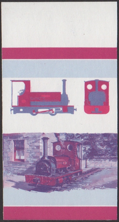 Union Island 4th Series 60c 1889 Elidir 0-4-0T Locomotive Stamp Blue-Red Stage Color Proof From 6-Stage Set