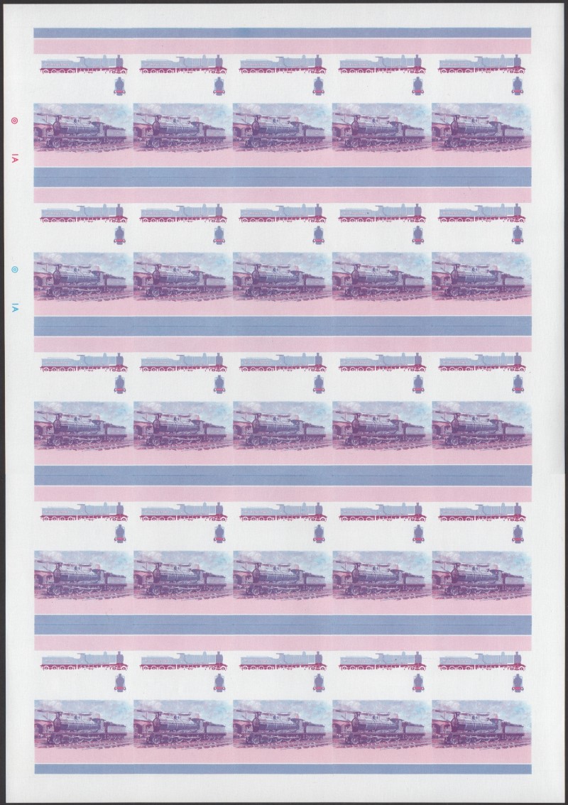 Union Island Locomotives (5th series) 15c Blue-Red Stage Progressive Color Proof Pane