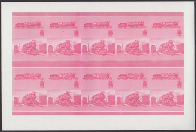 Union Island Locomotives (6th series) $1.00 Red Stage Progressive Color Proof Pane