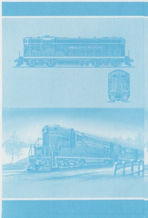 Union Island Locomotives (6th series) $2.00 Blue Stage Progressive Color Proof Pair
