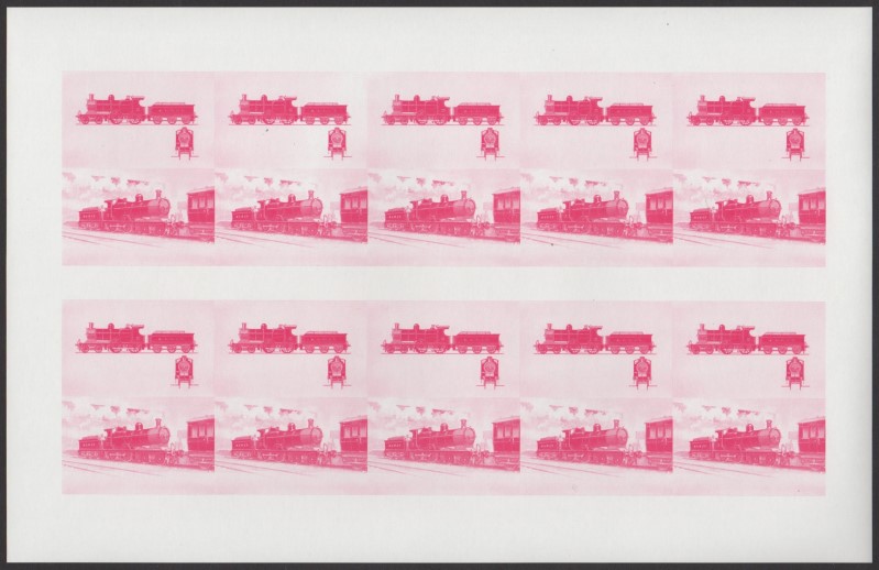 Union Island Locomotives (7th series) $1.00 Red Stage Progressive Color Proof Pane