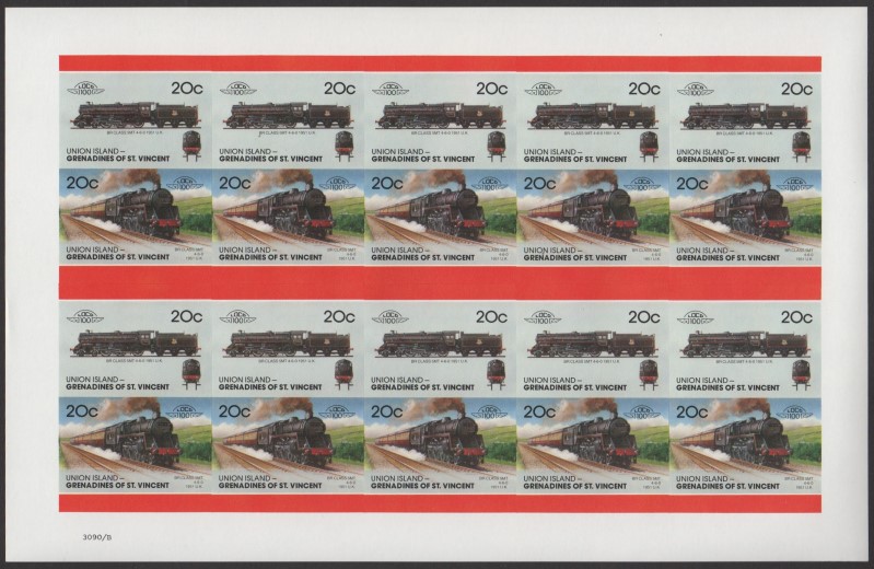 Union Island Locomotives (7th series) 20c 1951 BR Class 5MT 4-6-0 Final Stage Progressive Color Proof Stamp Pane