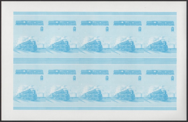 Union Island Locomotives (7th series) 50c Blue Stage Progressive Color Proof Pane