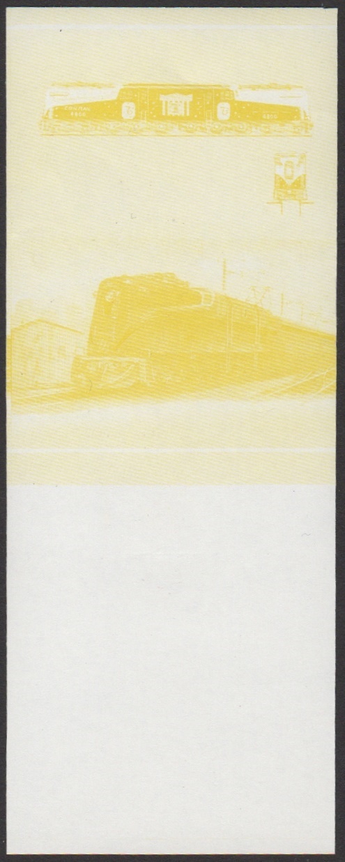 Union Island 7th Series $1.50 1934 Pennsylvania Railroad Class GG1 No. 4800 'Old Rivets' 2-Co+Co-2 Locomotive Stamp Yellow Stage Color Proof From Press Sheet