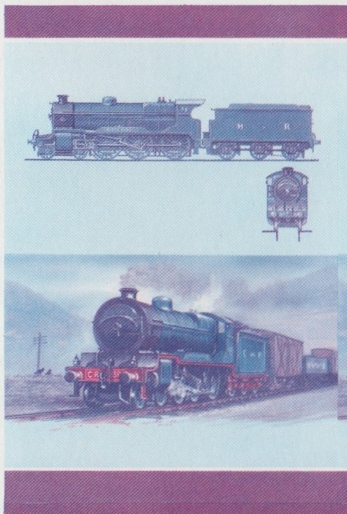 Union Island Locomotives (7th series) 75c Blue-Red Stage Progressive Color Proof Pair