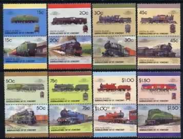 1987 Union Island Leaders of the World, Locomotives (7th series) SPECIMEN Overprinted Stamps