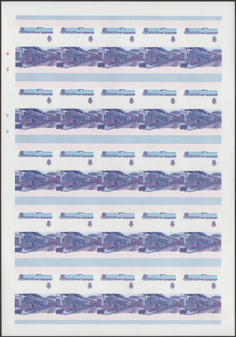Saint Vincent Grenadines Locomotives (1st series) $2.50 Blue-Red Stage Progressive Color Proof Pane