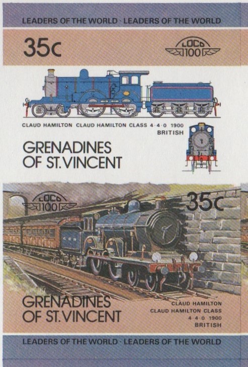Saint Vincent Grenadines Locomotives (1st series) 35c 1900 Claud Hamilton Claud Hamilton Class 4-4-0 Final Stage Progressive Color Proof Stamp Pair