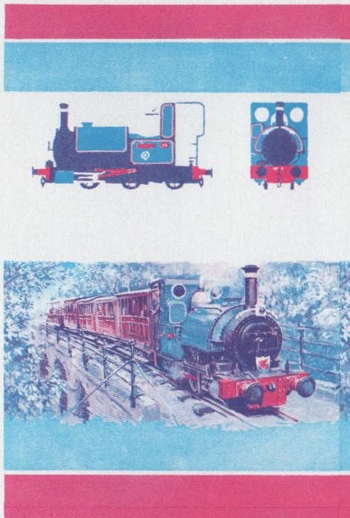 Saint Vincent Grenadines Locomotives (2nd series) $1.50 Blue-Red Stage Progressive Color Proof Pair