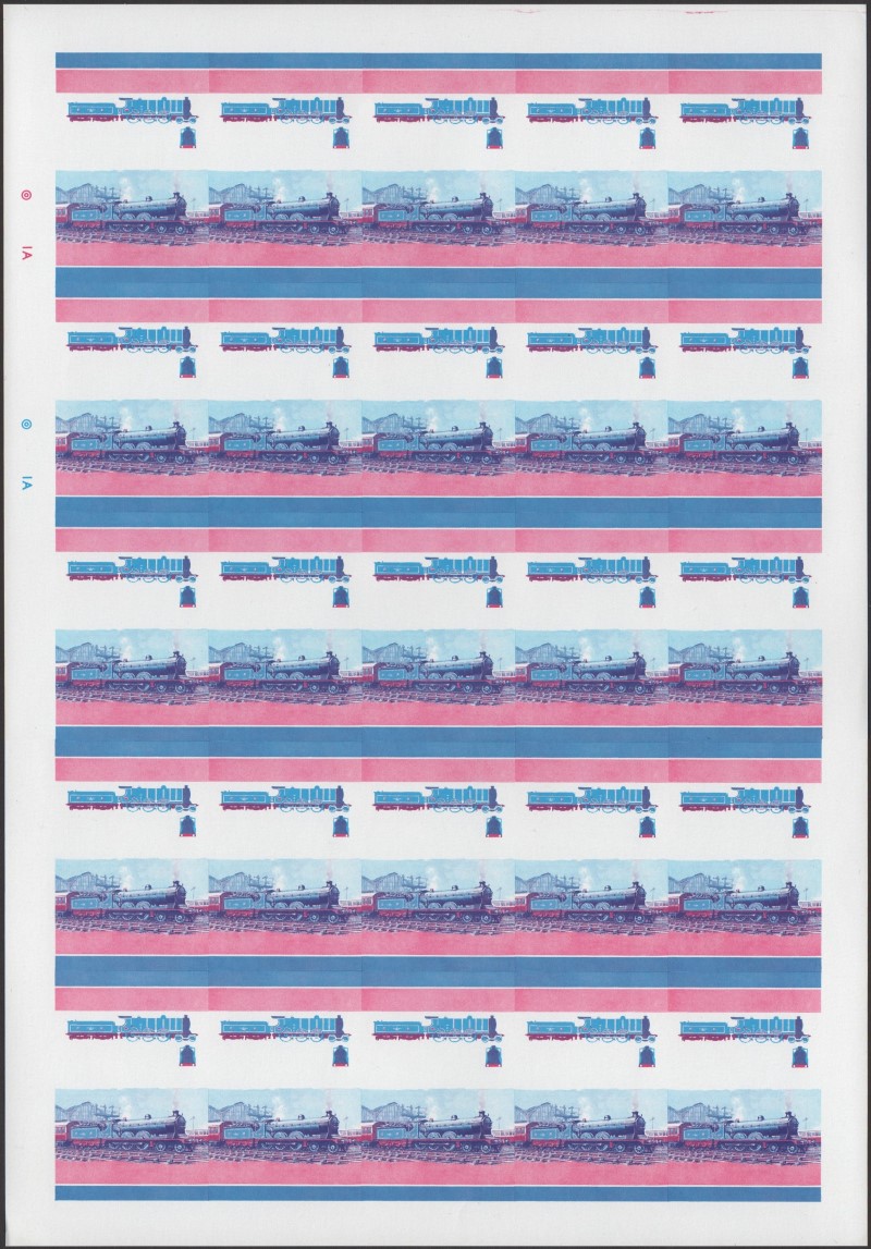 Saint Vincent Grenadines Locomotives (2nd series) $3.00 Blue-Red Stage Progressive Color Proof Pane