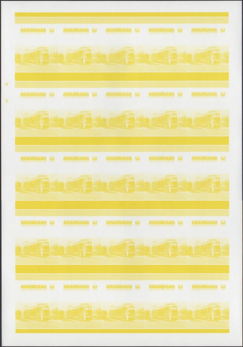 Saint Vincent Grenadines Locomotives (5th series) 70c Yellow Stage Progressive Color Proof Pane