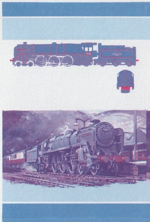 Saint Vincent Grenadines Locomotives (6th series) $2.00 Blue-Red Stage Progressive Color Proof Pair
