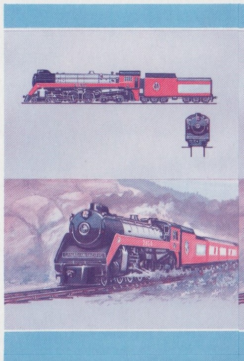 Saint Vincent Grenadines Locomotives (8th series) $1.50 Blue-Red Stage Progressive Color Proof Pair