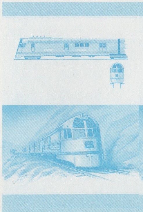 Saint Vincent Grenadines Locomotives (8th series) $2.00 Blue Stage Progressive Color Proof Pair