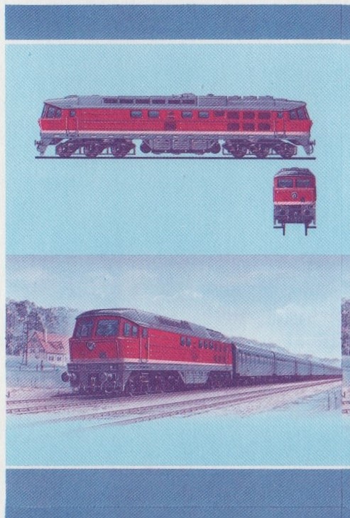 Saint Vincent Grenadines Locomotives (8th series) 10c Blue-Red Stage Progressive Color Proof Pair