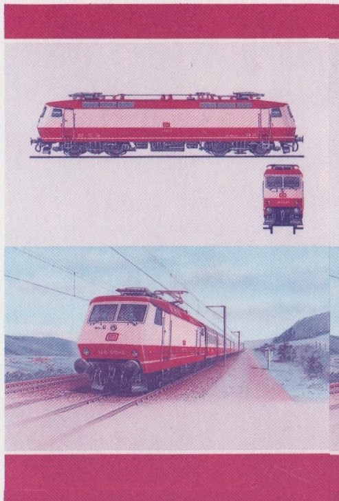 Saint Vincent Grenadines Locomotives (8th series) 40c Blue-Red Stage Progressive Color Proof Pair