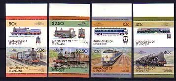 1985 Saint Vincent Grenadines Leaders of the World, Locomotives (4th series) Imperforate Stamps