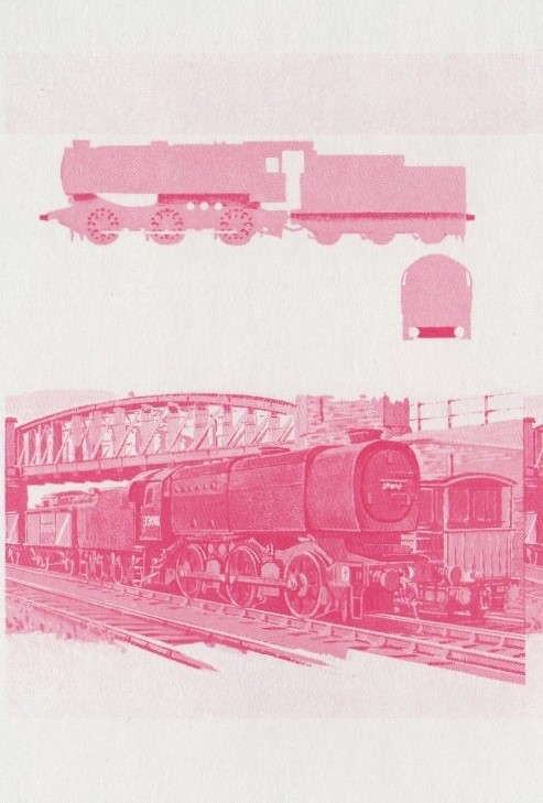 Saint Vincent Locomotives (1st series) $3 Red Stage Progressive Color Proof Pair