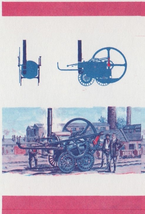 Saint Vincent Locomotives (2nd series) $1 Blue-Red Stage Progressive Color Proof Pair