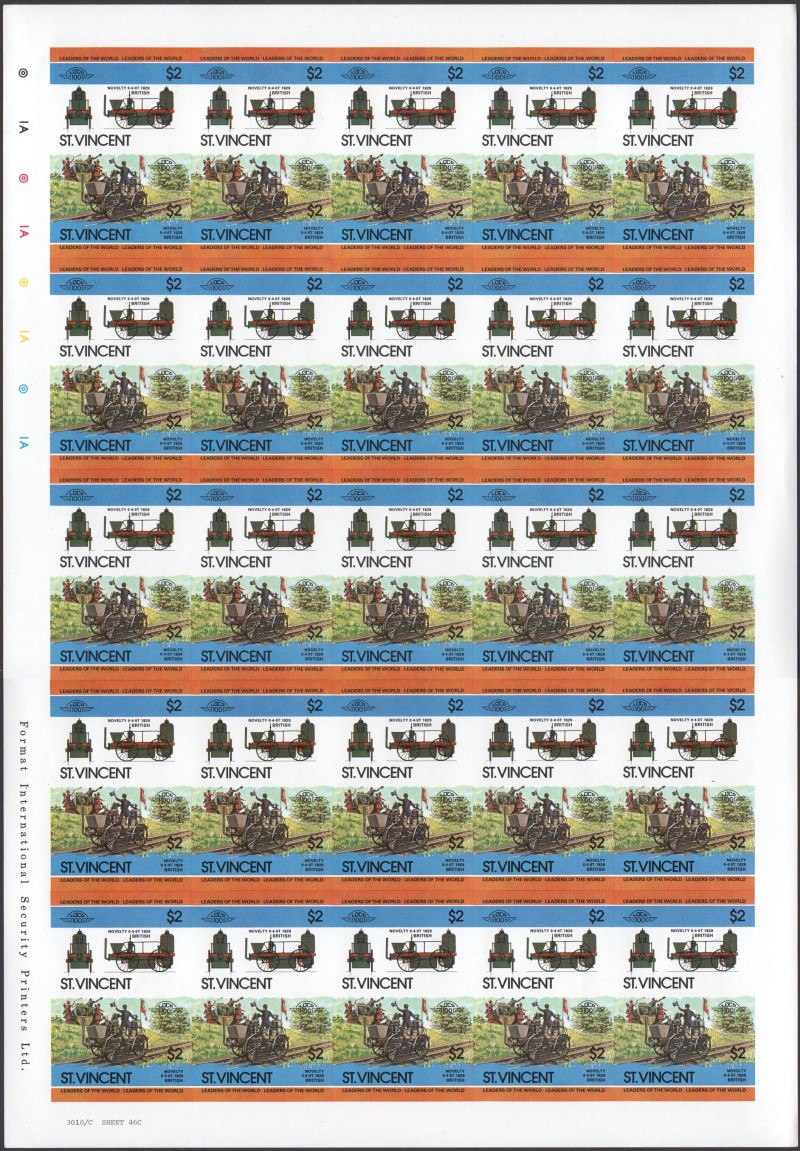 Saint Vincent Locomotives (2nd series) $2 1829 Novelty 0-4-0T Final Stage Progressive Color Proof Stamp Pane
