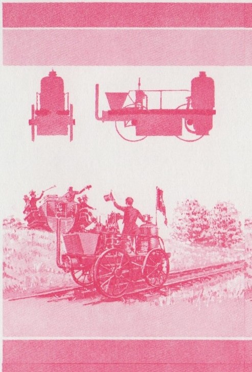 Saint Vincent Locomotives (2nd series) $2 Red Stage Progressive Color Proof Pair