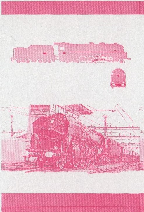 Saint Vincent Locomotives (2nd series) 1c Red Stage Progressive Color Proof Pair