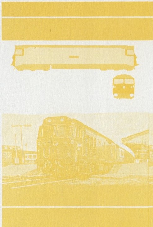 Saint Vincent Locomotives (2nd series) 2c Yellow Stage Progressive Color Proof Pair