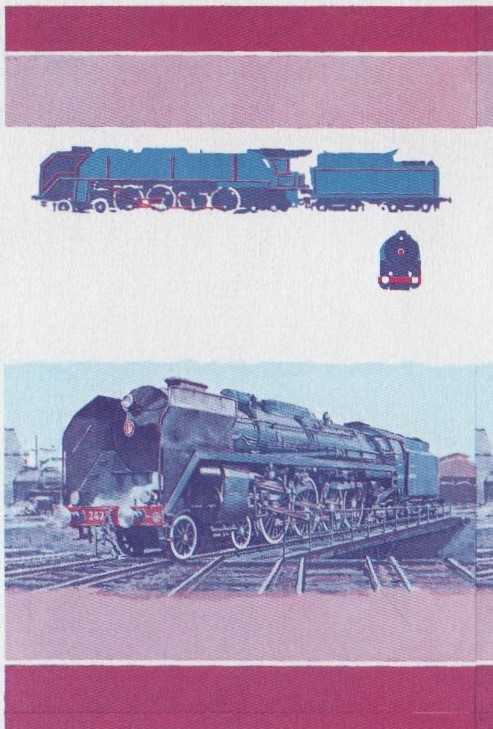 Saint Vincent Locomotives (2nd series) 3c Blue-Red Stage Progressive Color Proof Pair