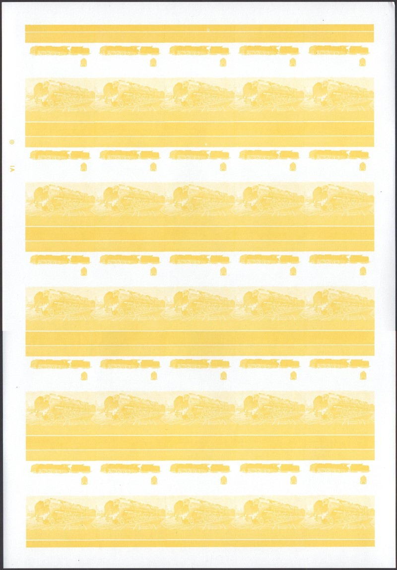 Saint Vincent Locomotives (2nd series) 3c Yellow Stage Progressive Color Proof Pane